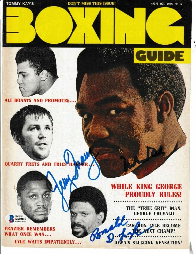 MUHAMMAD ALI, JERRY QUARRY & RON LYLE Signed Magazine Cover w/ Beckett ...