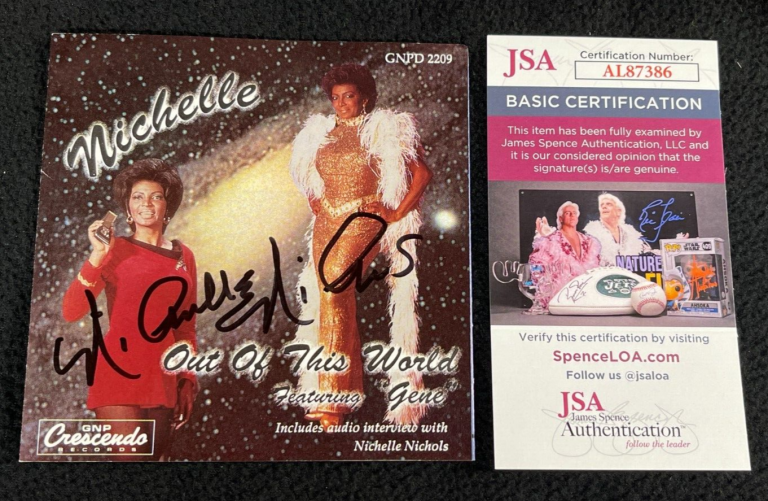 NICHELLE NICHOLS DUAL SIGNED OUT OF THIS WORLD CD STAR TREK TOS JSA COA
 COLLECTIBLE MEMORABILIA