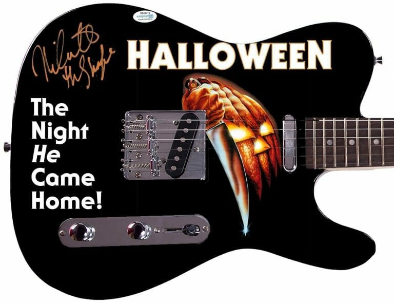 NICK CASTLE SIGNED HALLOWEEN MICHAEL MYERS PHOTO GUITAR EXACT PROOF ACOA
 COLLECTIBLE MEMORABILIA