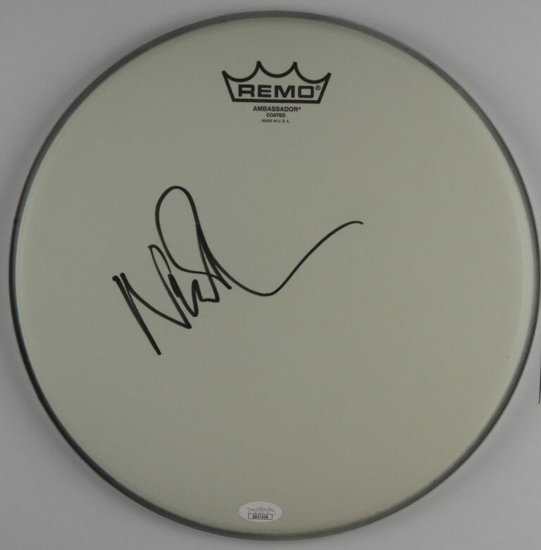 NICK MASON PINK FLOYD AUTOGRAPH SIGNED DRUM HEAD JSA COA 12″ FA LOA
 COLLECTIBLE MEMORABILIA