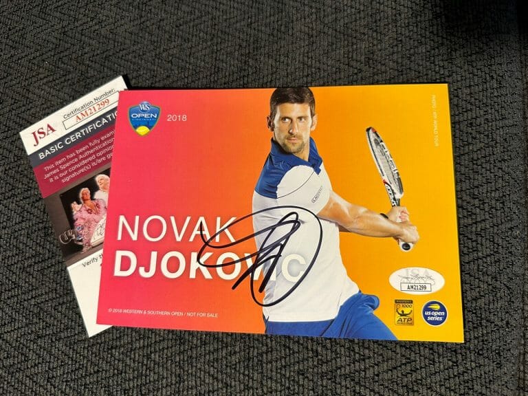 NOVAK DJOKOVIC SIGNED 5 X 7 WESTERN & SOUTHERN CARD JSA AUTHENTICATED COA 2018
 COLLECTIBLE MEMORABILIA