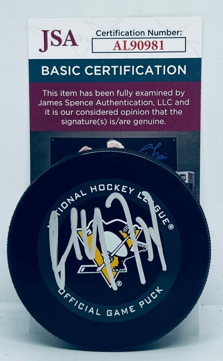 PAUL COFFEY SIGNED PITTSBURGH PENGUINS OFFICIAL GAME PUCK AUTOGRAPHED PENS JSA
 COLLECTIBLE MEMORABILIA