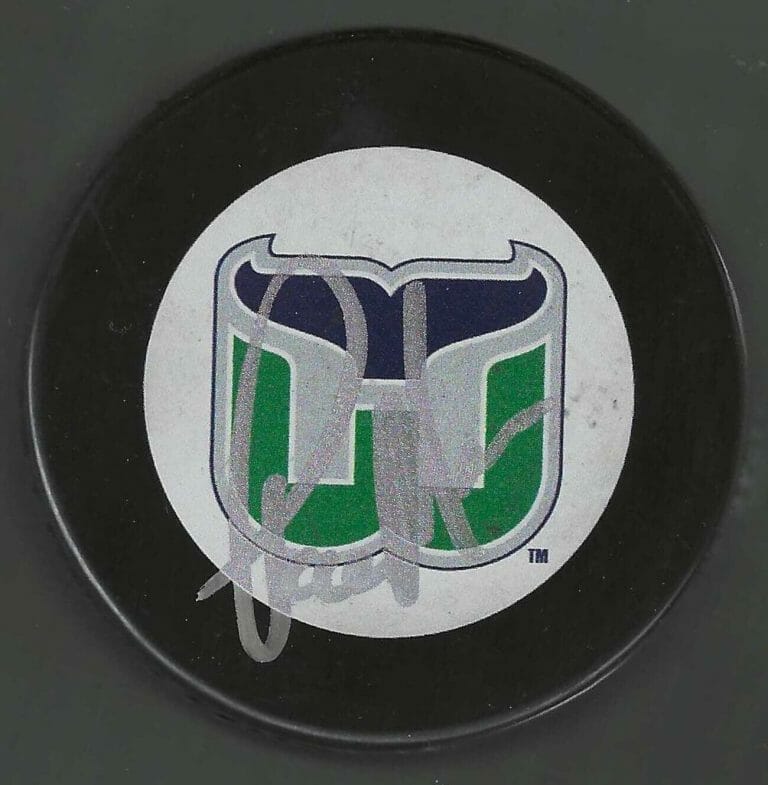 PAUL MAURICE SIGNED HARTFORD WHALERS PUCK
 COLLECTIBLE MEMORABILIA