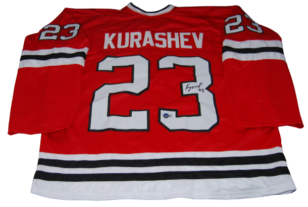 PHILIPP KURASHEV SIGNED (CHICAGO BLACKHAWKS) XL HOCKEY JERSEY BECKETT AD27314
 COLLECTIBLE MEMORABILIA