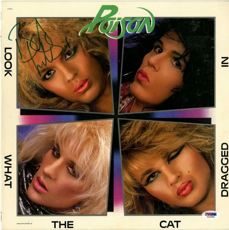 POISON BRET MICHAELS AUTOGRAPHED SIGNED RECORD ALBUM LP PSA
 COLLECTIBLE MEMORABILIA