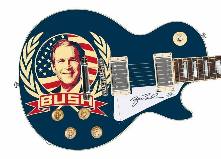 PRESIDENT GEORGE W. BUSH AUTOGRAPHED CUSTOM GRAPHICS GUITAR ACOA
 COLLECTIBLE MEMORABILIA