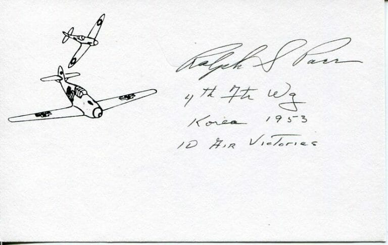 RALPH PARR KOREAN WAR FIGHTER PILOT ACE RARE 2 DSC 10 VICTORIES SIGNED AUTOGRAPH
 COLLECTIBLE MEMORABILIA
