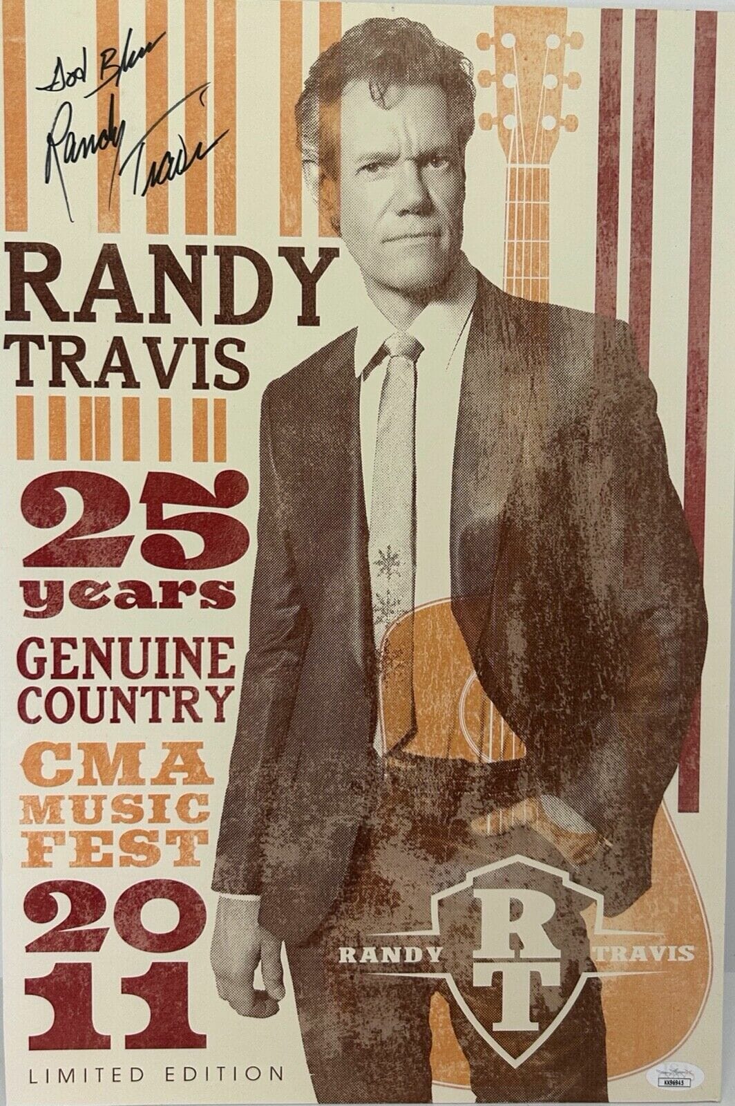 RANDY TRAVIS Signed Autograph Mounted Poster 12X18 JSA COA CMA Fest