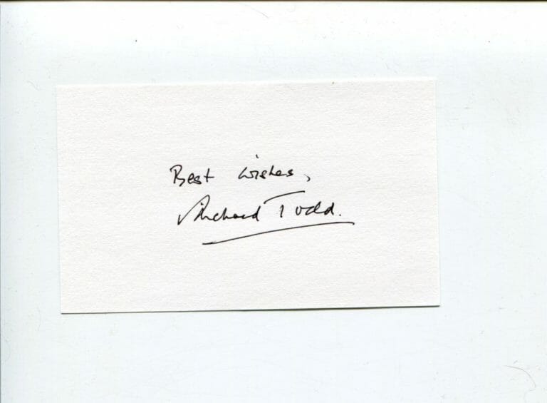 RICHARD TODD DOCTOR WHO ROBIN HOOD STAGE FRIGHT THE HASTY HEART SIGNED AUTOGRAPH
 COLLECTIBLE MEMORABILIA
