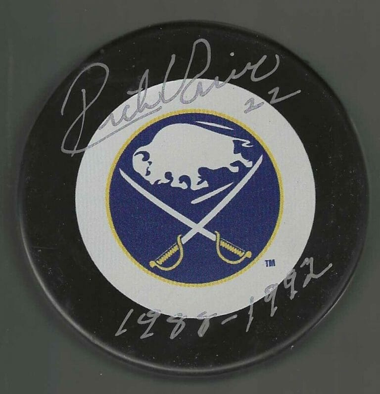 RICK VAIVE SIGNED & INSCRIBED BUFFALO SABRES PUCK
 COLLECTIBLE MEMORABILIA