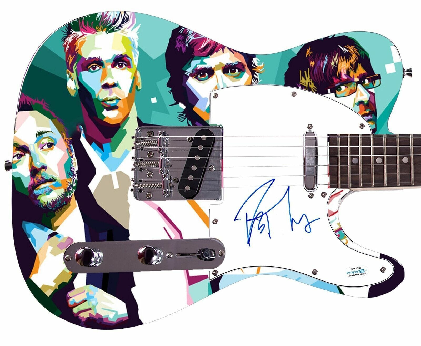 Rob Thomas Matchbox Twenty Signed Custom 1/1 Graphics Photo Guitar ACOA
