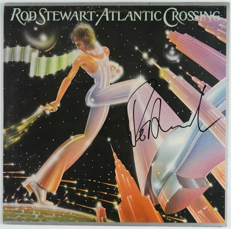 ROD STEWART JSA SIGNED AUTOGRAPH ALBUM VINYL RECORD ATLANTIC CROSSINGS
 COLLECTIBLE MEMORABILIA