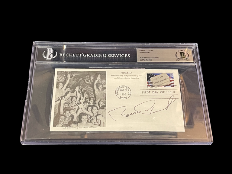 ROSS PEROT TEXAS BILLIONAIRE EDS CEO RARE SIGNED AUTOGRAPH FDC BAS BECKETT SLAB
 COLLECTIBLE MEMORABILIA