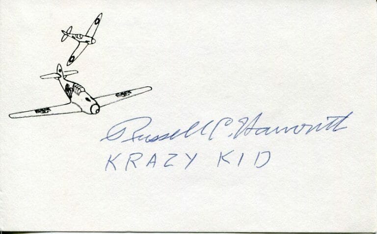RUSSELL CARROLL HAWORTH USAAF WWII WAR FIGHTER PILOT ACE DFC SIGNED AUTOGRAPH
 COLLECTIBLE MEMORABILIA