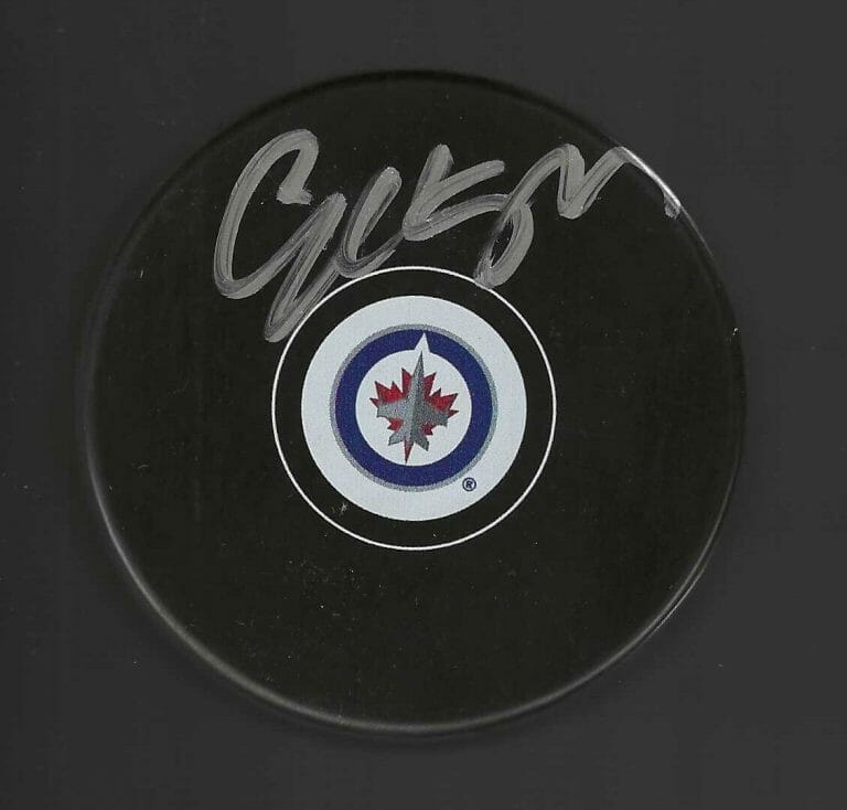 SAM GAGNER SIGNED WINNIPEG JETS PUCK
 COLLECTIBLE MEMORABILIA