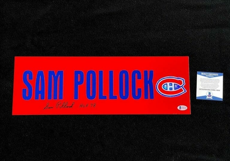 SAM POLLOCK SIGNED 6×18 MONTREAL CANADIENS CUSTOM STREET SIGN BECKETT COA
 COLLECTIBLE MEMORABILIA