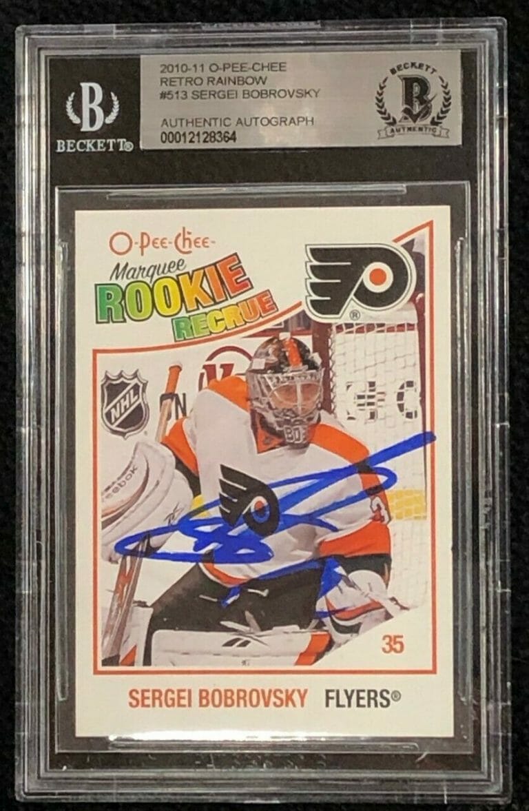 SERGEI BOBROVSKY SIGNED 2010/11 O-PEE-CHEE ROOKIE CARD #513 BECKETT CERTIFIED
 COLLECTIBLE MEMORABILIA