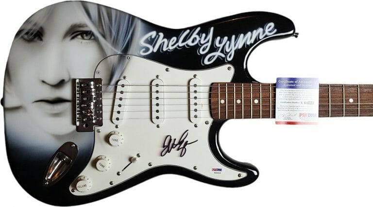 SHELBY LYNNE AUTOGRAPHED AIRBRUSHED PAINTING GUITAR UACC AFTAL RACC TS PSA
 COLLECTIBLE MEMORABILIA