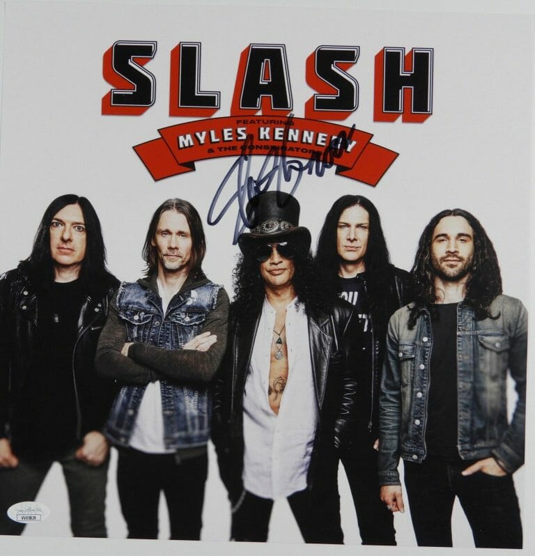 SLASH JSA SIGNED AUTOGRAPH ALBUM RECORD LITHOGRAPH GUNS N’ ROSES
 COLLECTIBLE MEMORABILIA