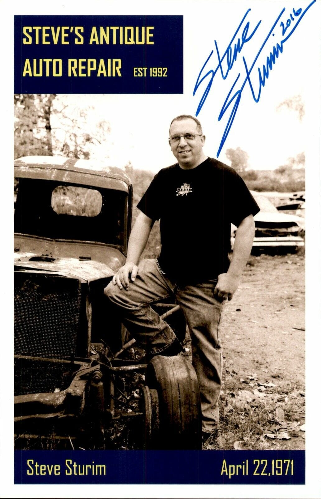 Steve Sturim Signed Steve's Antique Auto Repair 5.5x8.5 Glossy Promo Flyer
Opens in a new window or tab