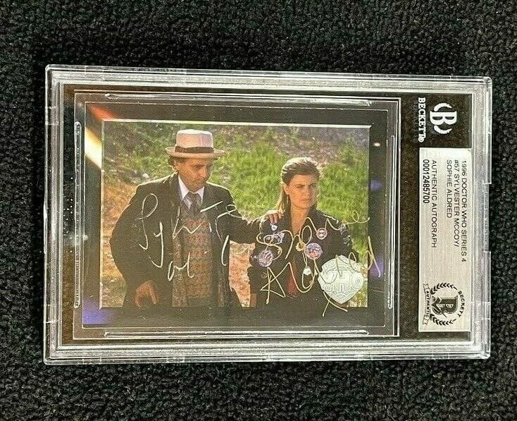 SYLVESTER MCCOY & SOPHIE ALDRED SIGNED DOCTOR WHO CARD #57 BECKETT AUTHENTICATED
 COLLECTIBLE MEMORABILIA