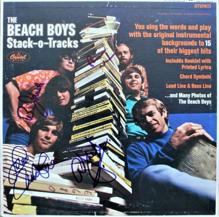 THE BEACH BOYS STACK-O-TRASK SIGNED BRIAN WILSON, LOVE, JARDINE, JOHNSTON ACOA
 COLLECTIBLE MEMORABILIA
