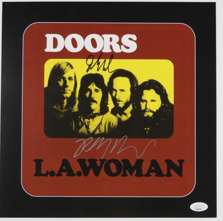 THE DOORS JSA SIGNED AUTOGRAPH ALBUM VINYL RECORD LA WOMAN 50TH ANNIVERSARY
 COLLECTIBLE MEMORABILIA