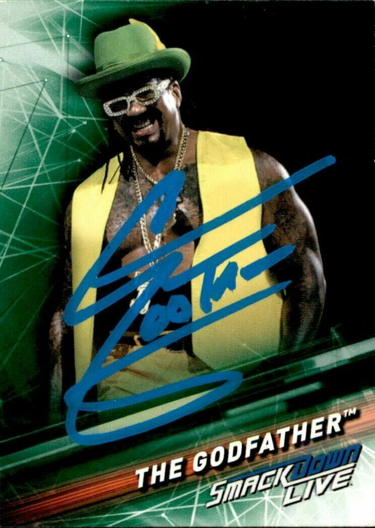 THE GODFATHER SIGNED 2019 TOPPS WWE GREEN PARALLEL CARD #76
 COLLECTIBLE MEMORABILIA