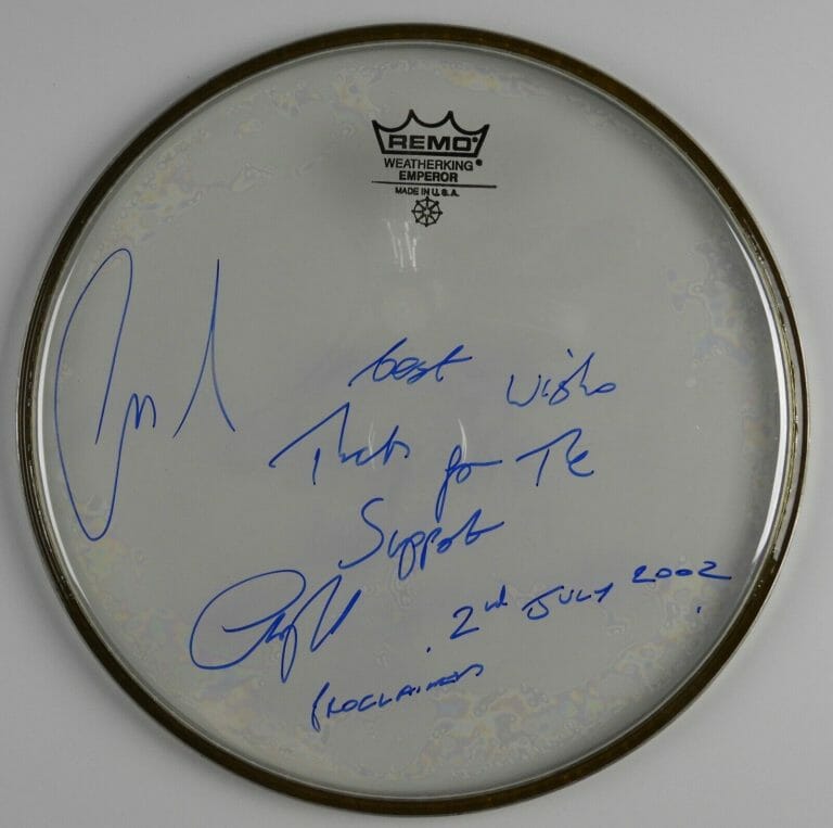 THE PROCLAIMERS AUTOGRAPH SIGNED DRUM HEAD REAL COA 10″ CRAIG RIED CHARLIE RIED
 COLLECTIBLE MEMORABILIA