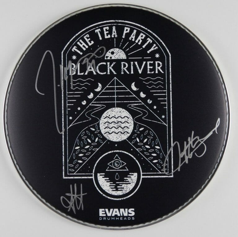 THE TEA PARTY JSA AUTOGRAPH SIGNED DRUM HEAD 12″ JEFF MARTIN STUART CHATWOOD +
 COLLECTIBLE MEMORABILIA