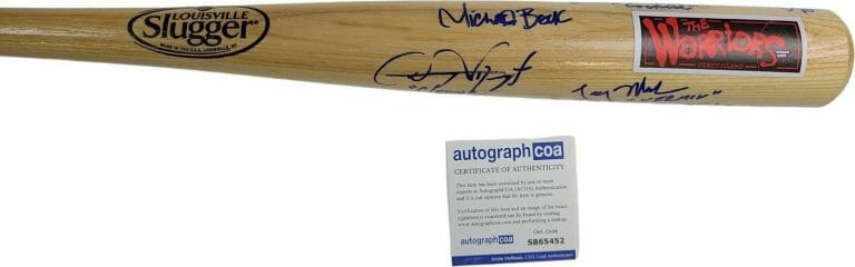 THE WARRIORS MOVIE CAST AUTOGRAPHED BAT W POPSICLE INSCRIPTION EXACT PROOF ACOA
 COLLECTIBLE MEMORABILIA