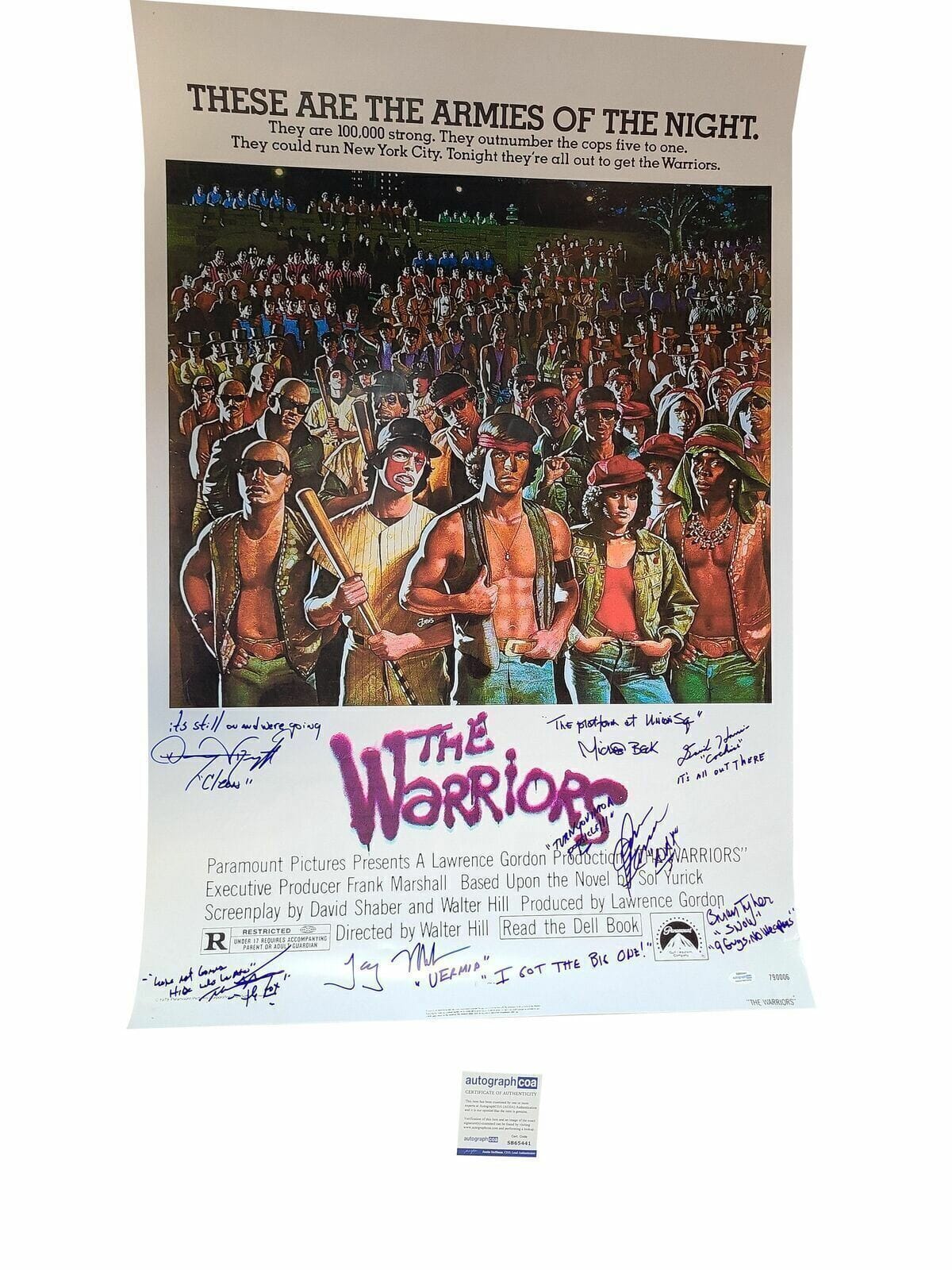 The Warriors Movie Cast Autographed Movie Poster w Quotes Exact Proof ACOA
