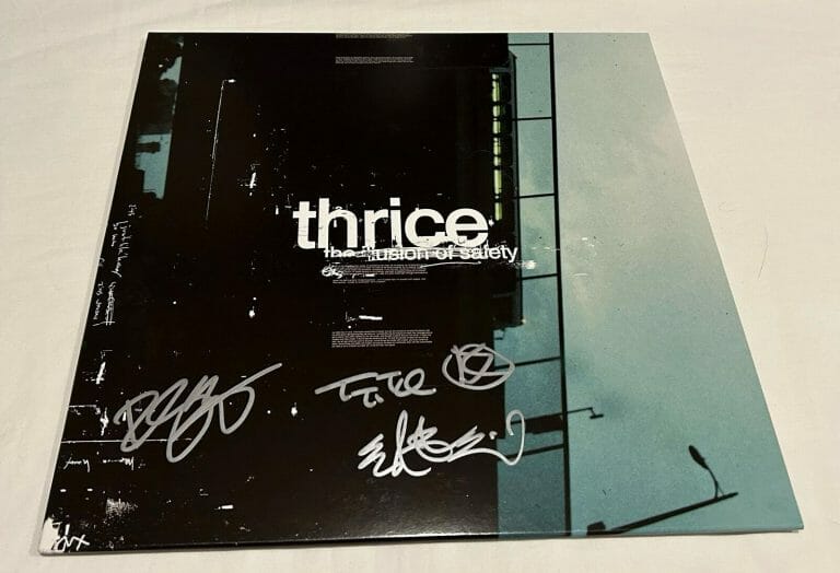 THRICE SIGNED THE ILLUSION OF SAFETY VINYL RECORD JSA
 COLLECTIBLE MEMORABILIA
