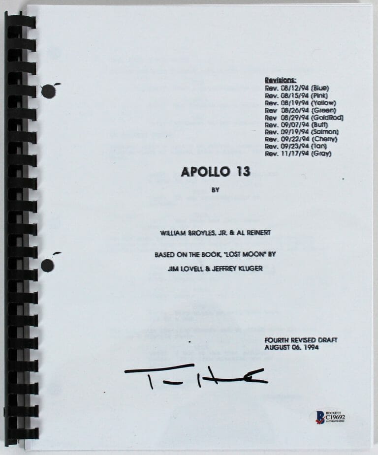 TOM HANKS APOLLO 13 AUTHENTIC SIGNED MOVIE SCRIPT AUTOGRAPHED BAS #C19692
 COLLECTIBLE MEMORABILIA