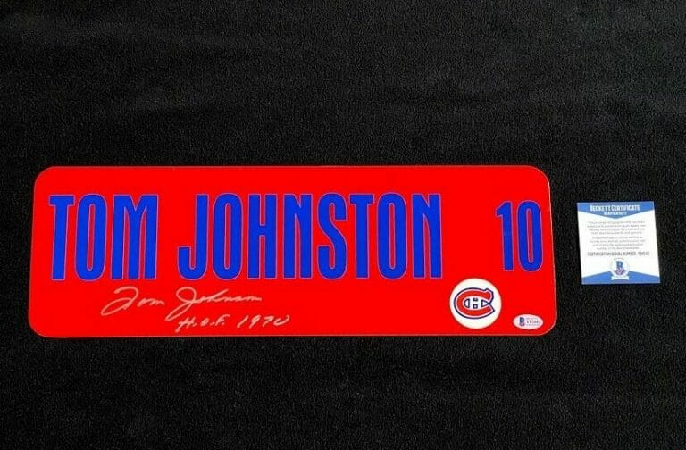 TOM JOHNSON SIGNED 6×18 MONTREAL CANADIENS CUSTOM STREET SIGN BECKETT COA
 COLLECTIBLE MEMORABILIA
