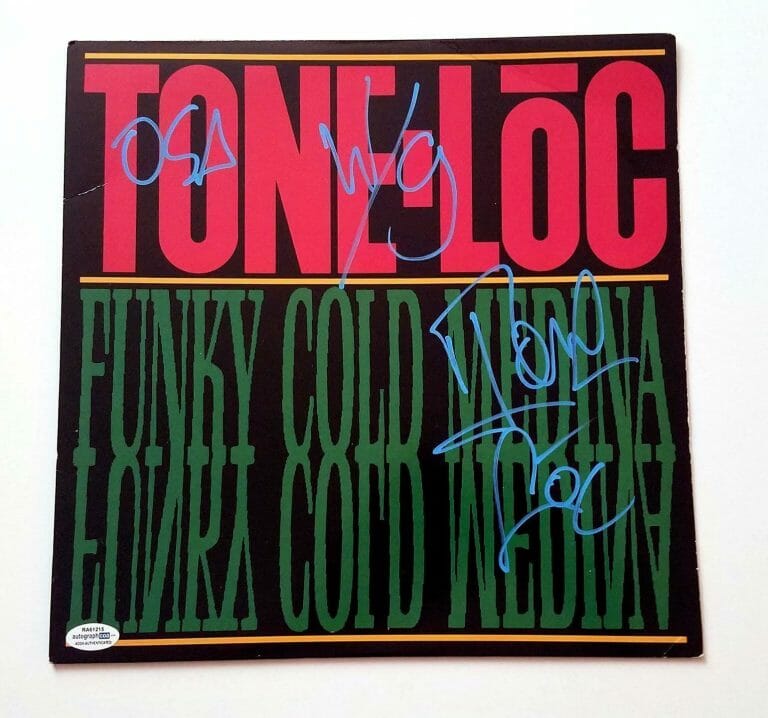 TONE-LOC SIGNED FUNKY COLD MEDINA ALBUM COVER LP ACOA
 COLLECTIBLE MEMORABILIA