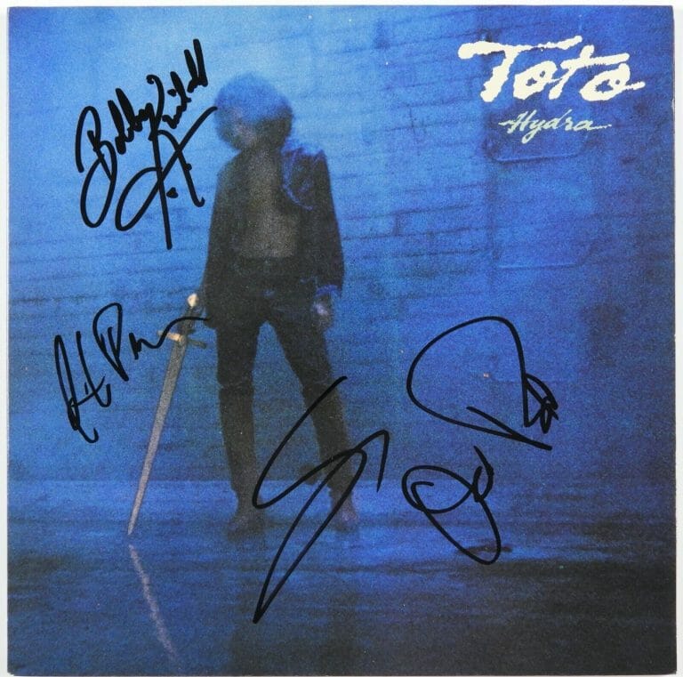 TOTO JSA SIGNED AUTOGRAPH ALBUM RECORD LP HYDRA BOBBY KIMBALL STEVE LUKATHER +
 COLLECTIBLE MEMORABILIA