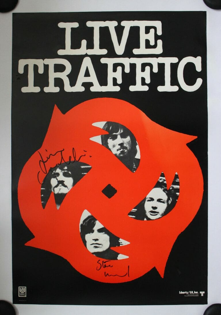 TRAFFIC, STEVE WINNWOOD JIM CAPALDI SIGNED VINTAGE 69 LIVE POSTER UA ACOA
 COLLECTIBLE MEMORABILIA