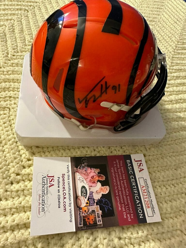 TREY HENDRICKSON BENGALS SIGNED MINI HELMET AUTO JSA AUTHENTICATED COA
 COLLECTIBLE MEMORABILIA
