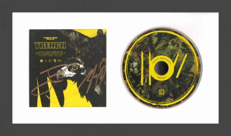TWENTY ONE PILOTS BAND X2 SIGNED AUTOGRAPH TRENCH FRAMED CD DISPLAY W/ JSA COA
 COLLECTIBLE MEMORABILIA