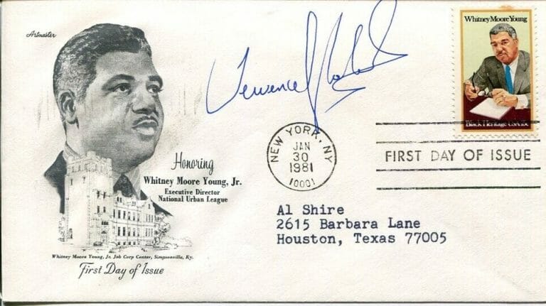 VERNON JORDAN CIVIL RIGHTS LEADER NATIONAL URBAN LEAGUE SIGNED AUTOGRAPH FDC
 COLLECTIBLE MEMORABILIA