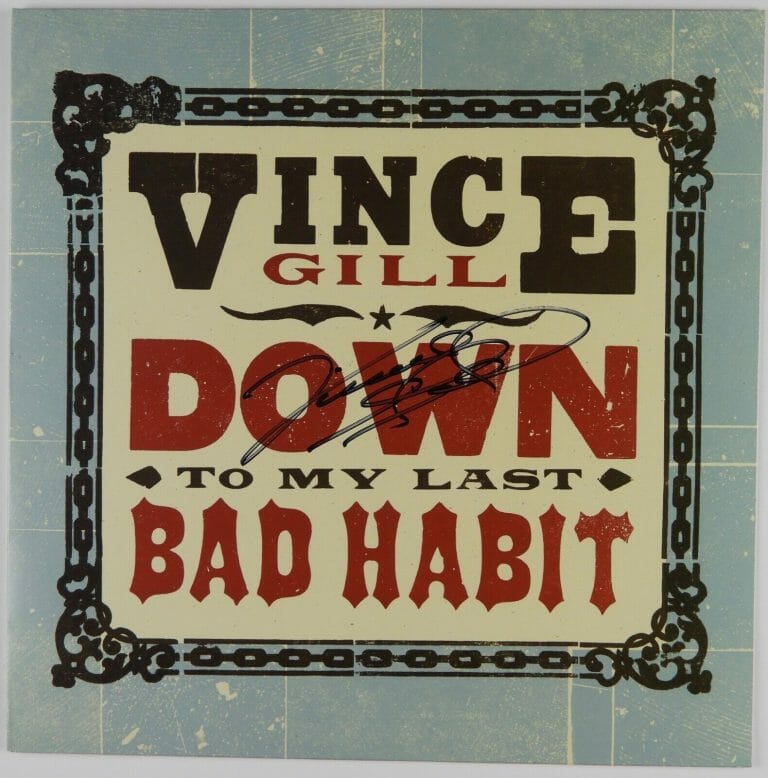 VINCE GILL JSA SIGNED AUTOGRAPH RECORD ALBUM VINYL DOWN TO MY LAST BAD HABIT
 COLLECTIBLE MEMORABILIA