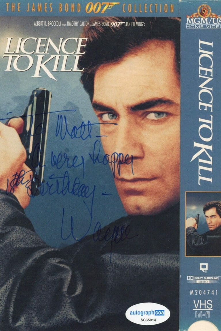 WAYNE NEWTON “LICENCE TO KILL” AUTOGRAPH SIGNED JAMES BOND 007 VHS COVER ACOA
 COLLECTIBLE MEMORABILIA