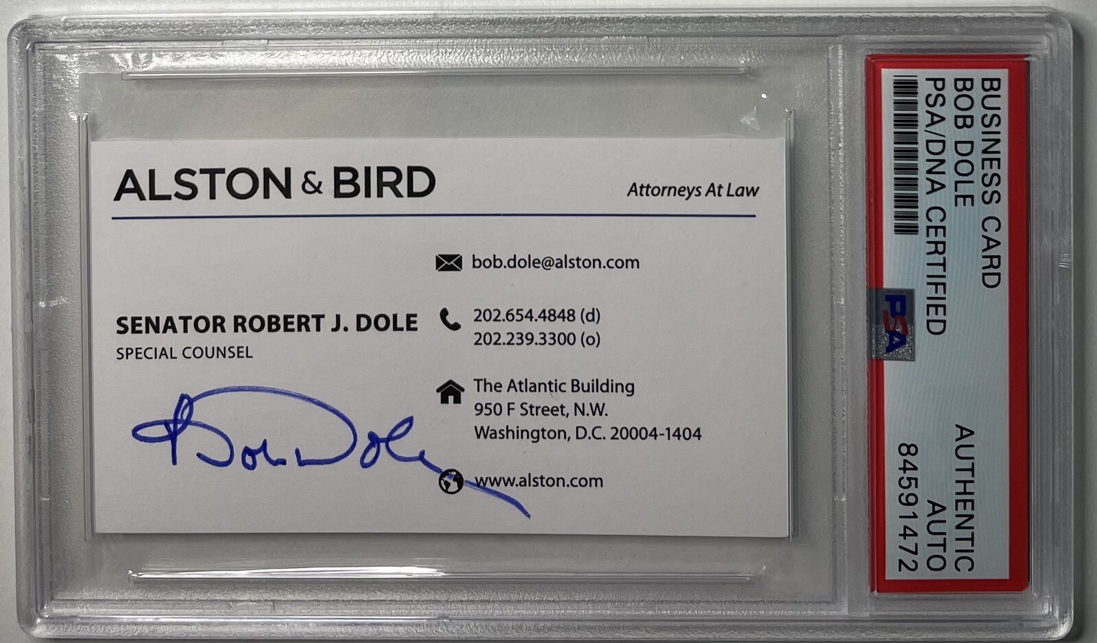 SENATOR BOB DOLE SIGNED BUSINESS CARD PSA DNA AUTOGRAPH PRESIDENT CONTENDER