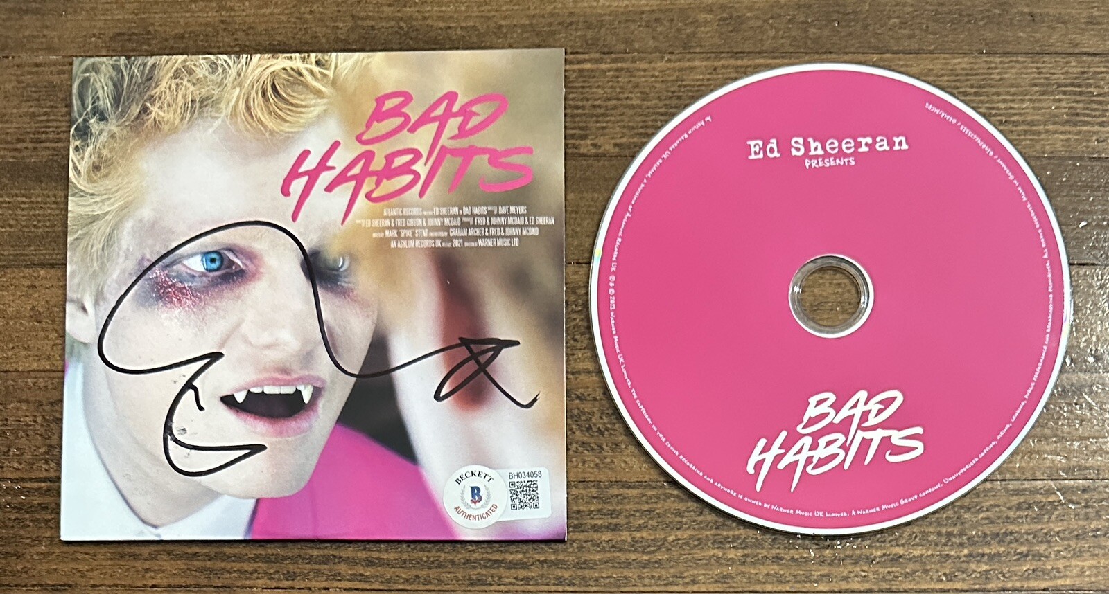 ED SHEERAN SIGNED BAD HABITS CD COVER BAS BECKETT COA CERTIFIED AUTOGRAPH