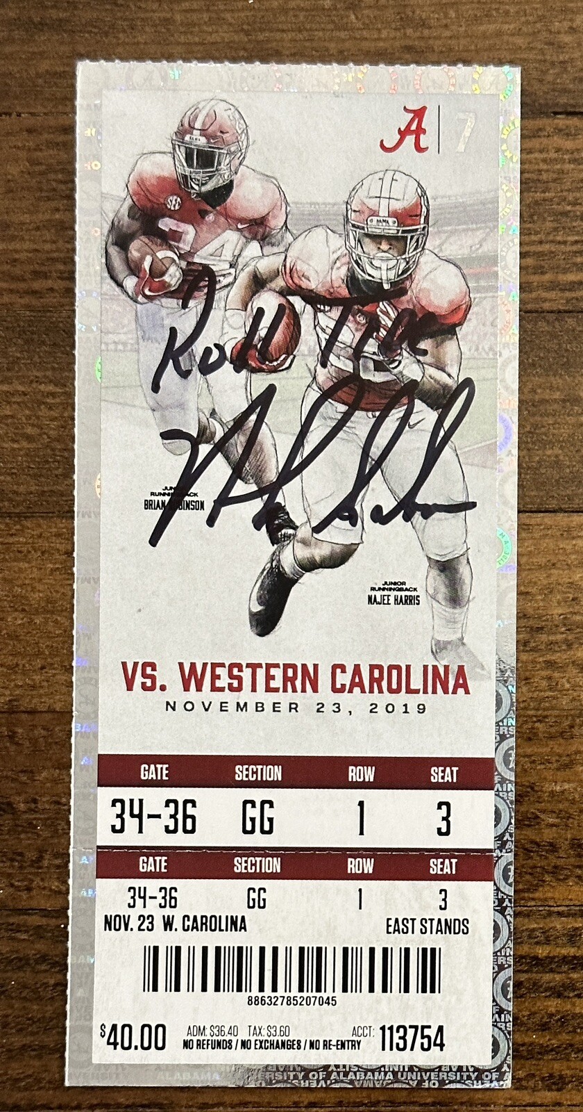 NICK SABAN SIGNED ALABAMA FOOTBALL 2019 SEASON FULL TICKET AUTO BECKETT BAS COA