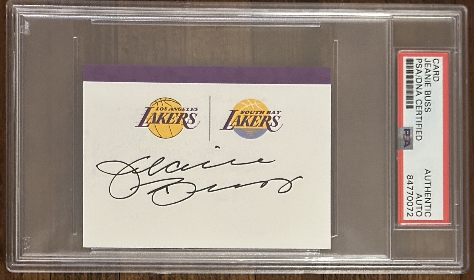 JEANIE BUSS LA LOS ANGELES LAKERS SIGNED CARD PSA DNA CERTIFIED COA AUTOGRAPH