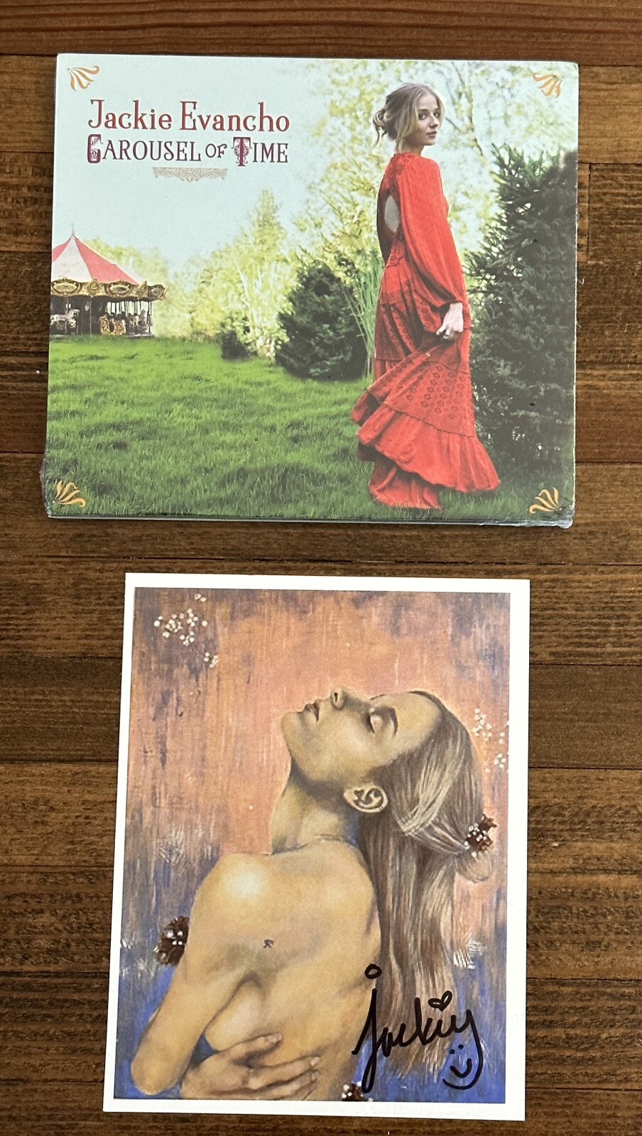 Autographed JACKIE EVANCHO Carousel of Time CD & SIGNED ART CARD BAS BECKETT COA