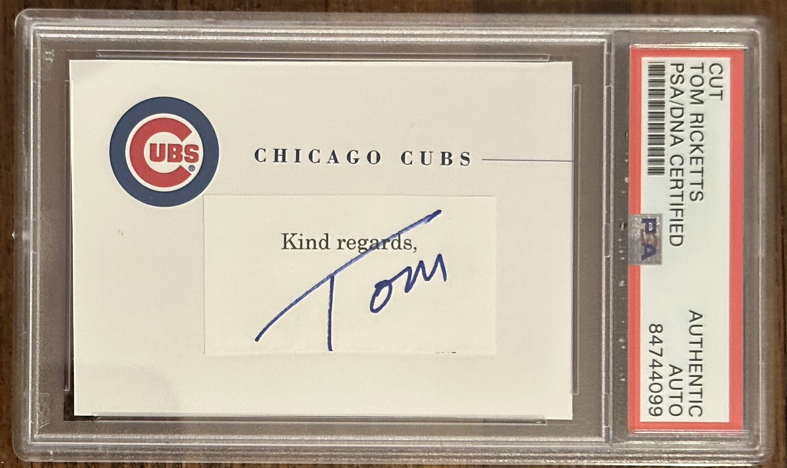 TOM RICKETTS CHICAGO CUBS SIGNED CUT SIGNATURE AUTOGRAPH PSA DNA CERTIFIED COA
