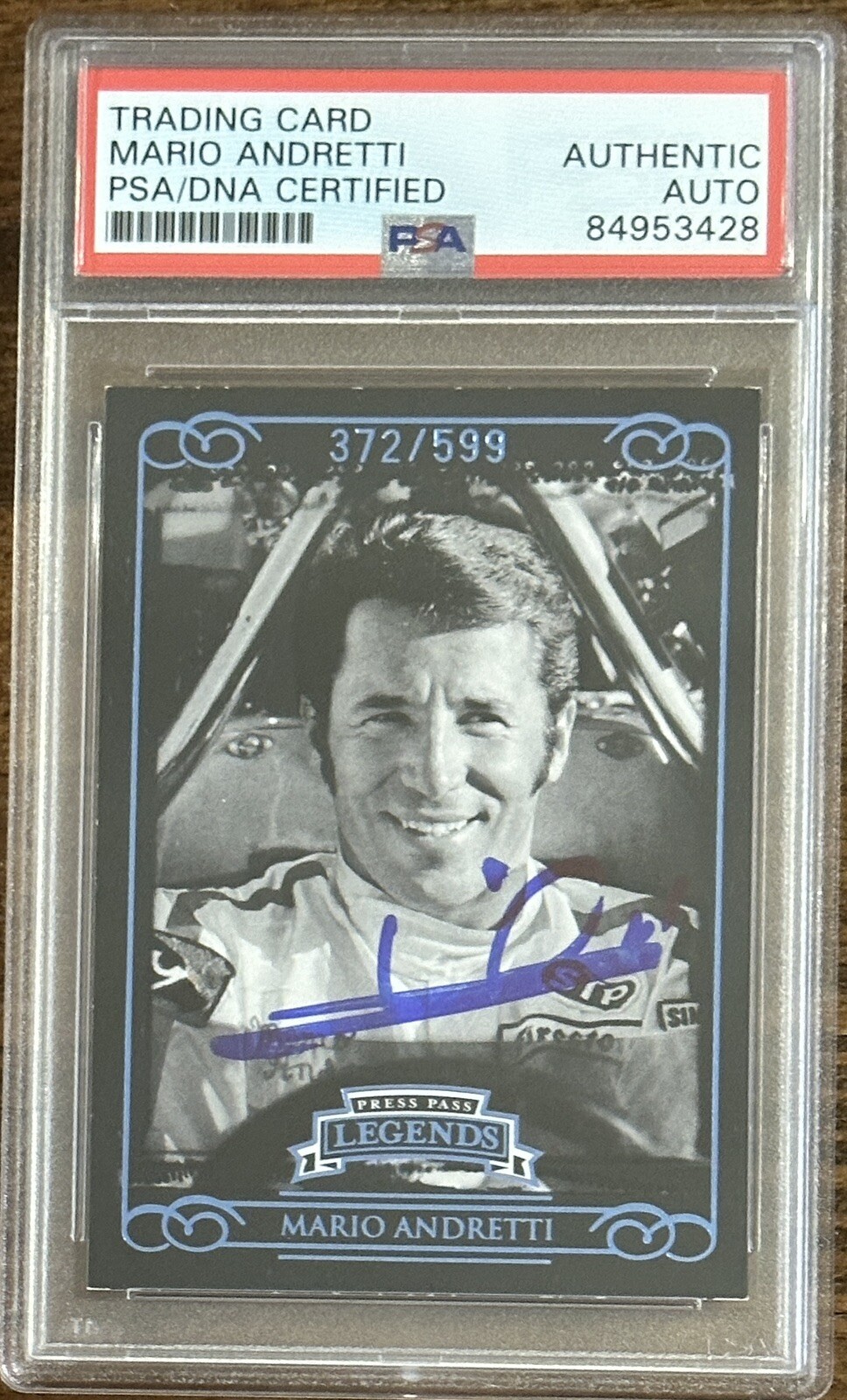 2008 Press Pass Legends 372/599 Mario Andretti PSA DNA COA Autograph F1 Signed